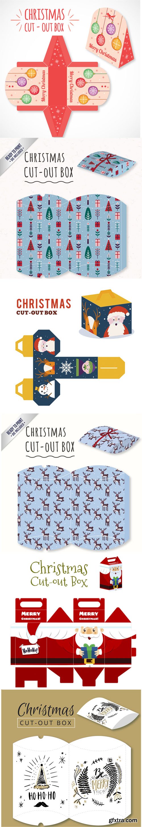 32 Christmas Cut-Out Box Vector Templates