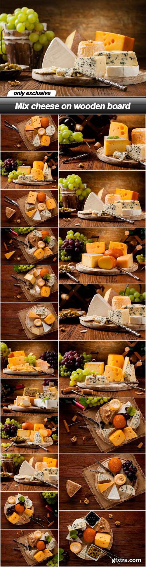 Mix cheese on wooden board - 20 UHQ JPEG