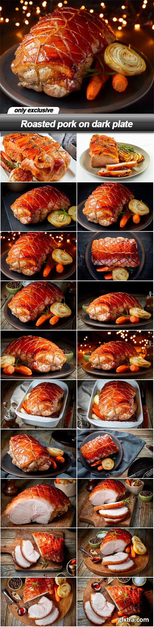 Roasted pork on dark plate - 20 UHQ JPEG