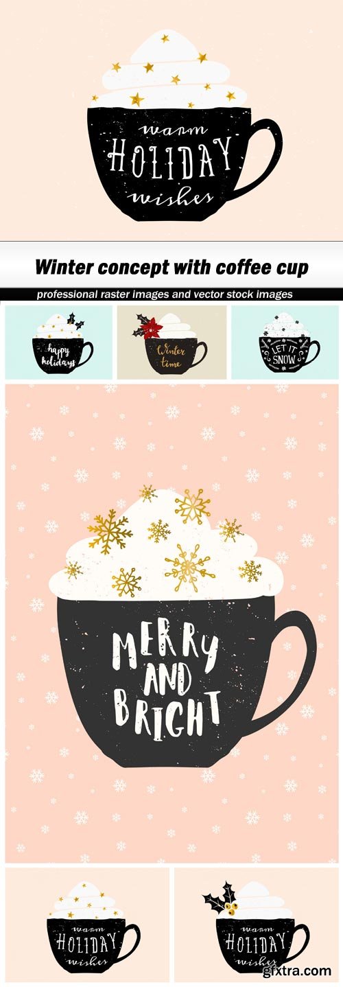 Winter concept with coffee cup - 6 EPS