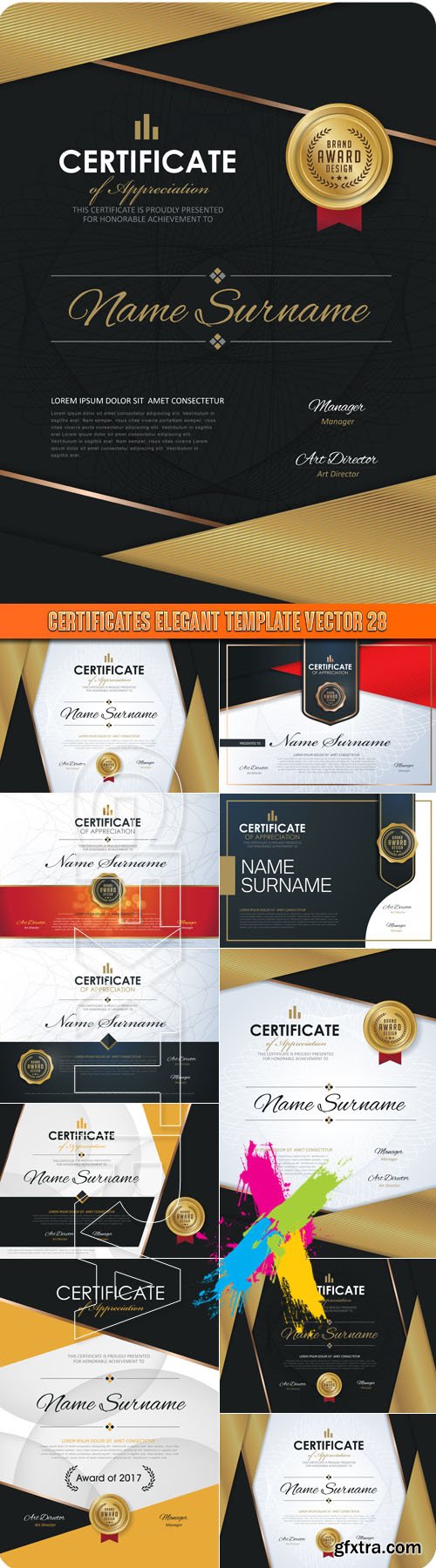 Certificates elegant template vector 28