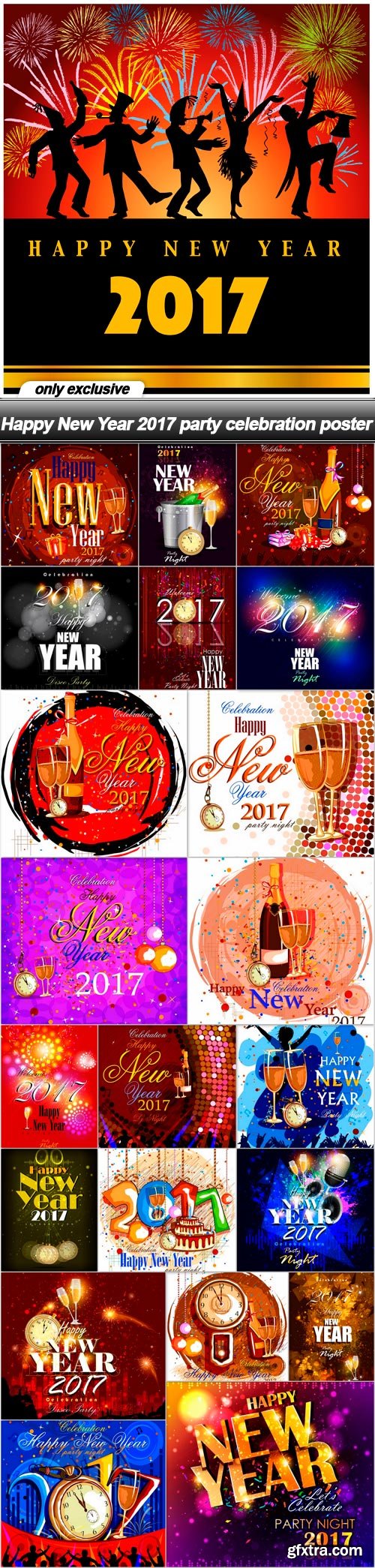 Happy New Year 2017 party celebration poster - 22 EPS