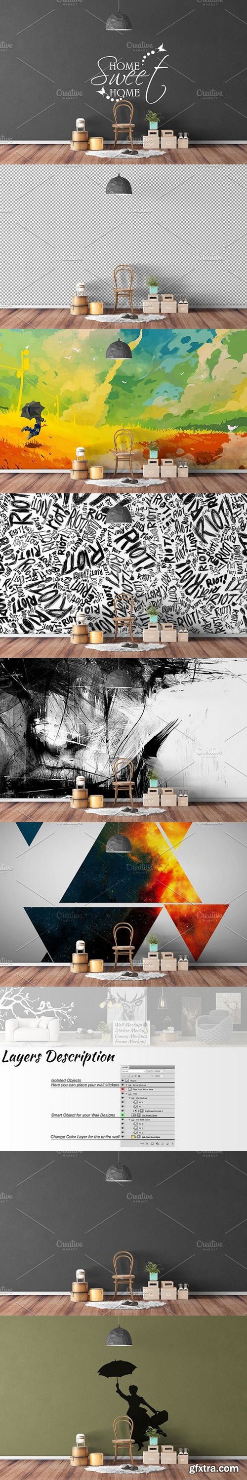 CM - Wall Mockup - Sticker Mockup Vol 21 988778