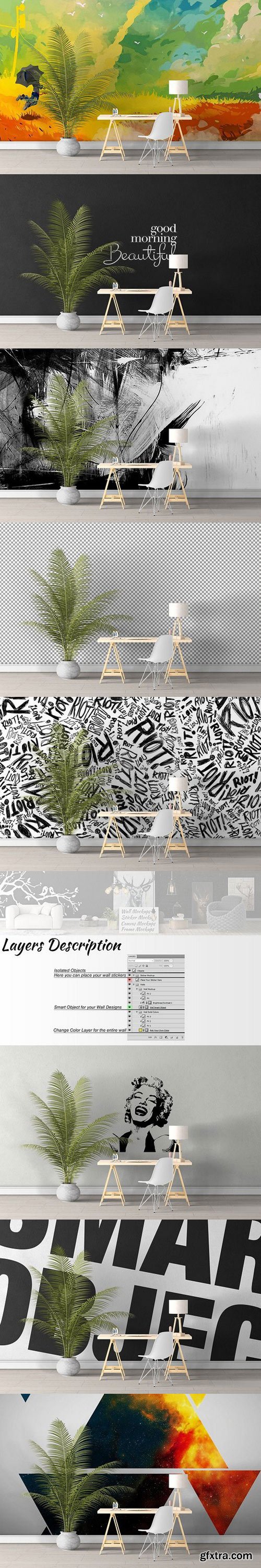 CM - Wall Mockup - Sticker Mockup Vol 26 990744