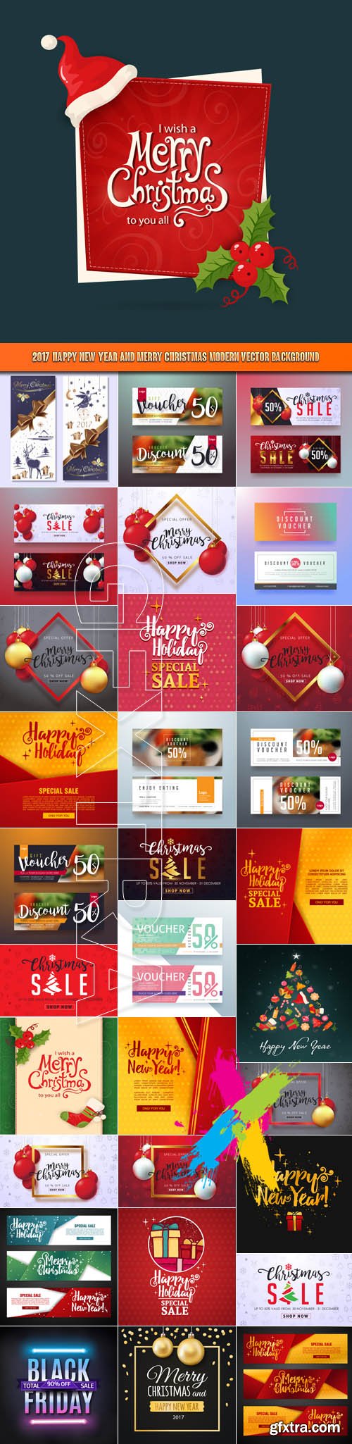 2017 Happy New Year and Merry Christmas modern vector background