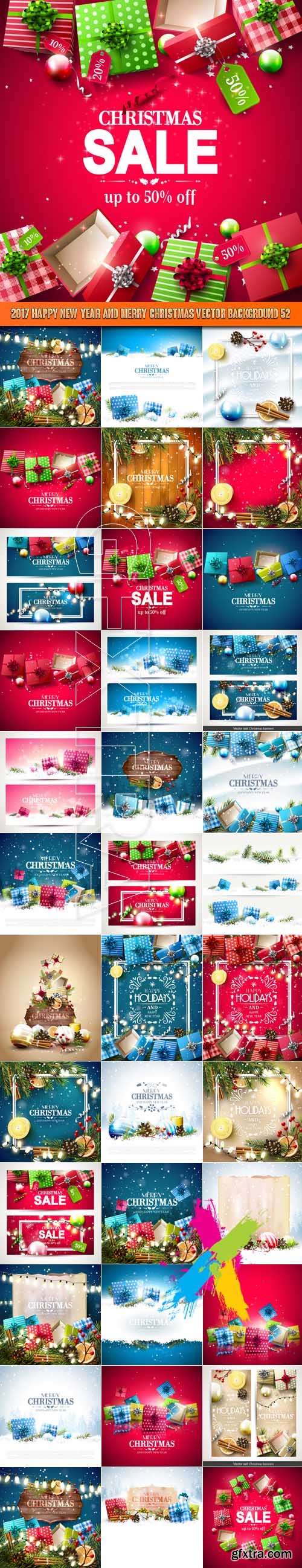 2017 Happy New Year and Merry Christmas vector background 52