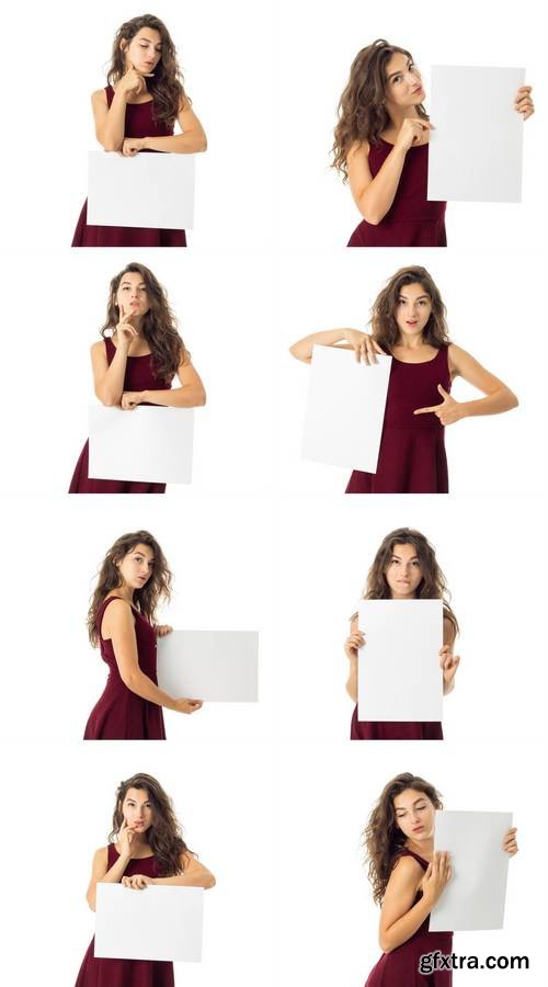 Girl in Red Dress with White Placard