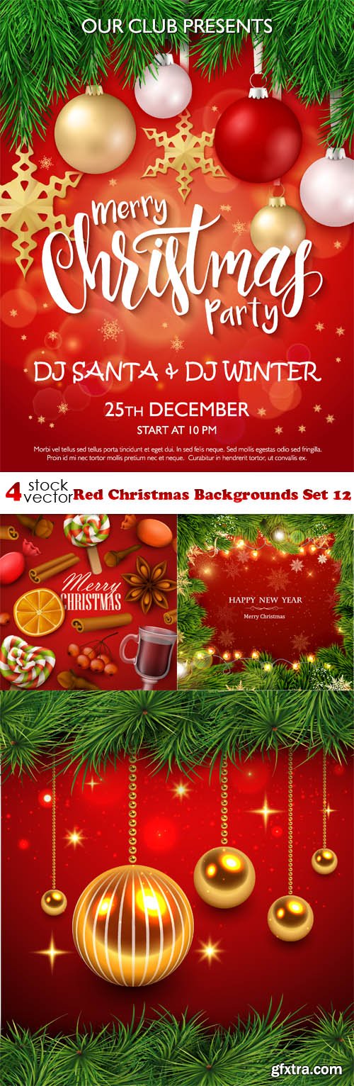 Vectors - Red Christmas Backgrounds Set 12