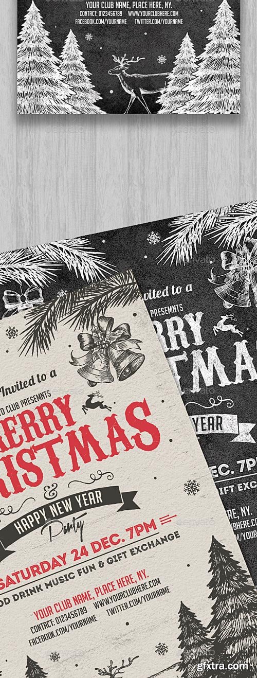 GraphicRiver - Vintage & Chalk Christmas Party Flyer - 18705378