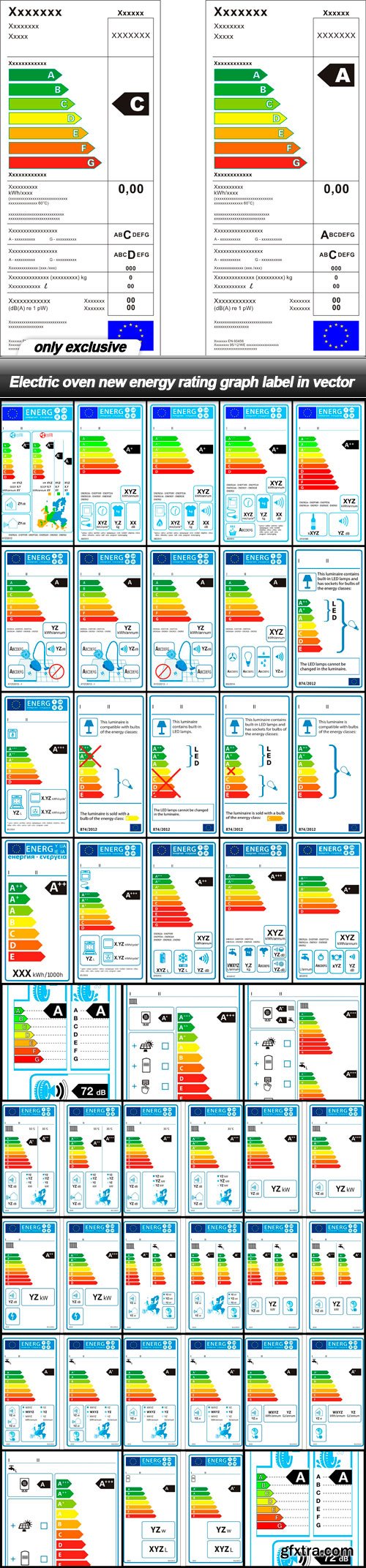 Electric oven new energy rating graph label in vector - 35 EPS