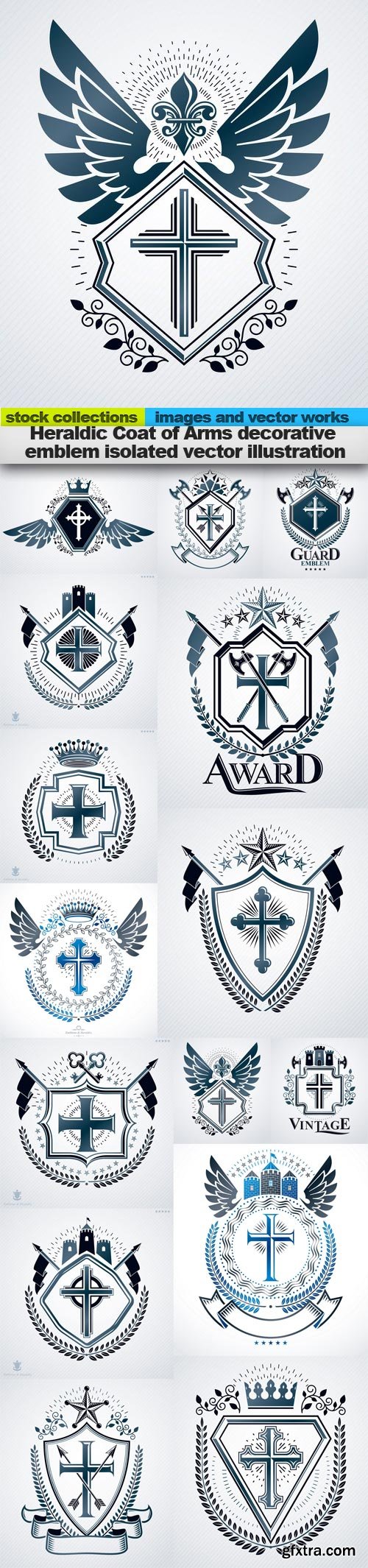 Heraldic Coat of Arms decorative emblem isolated vector illustration, 15 x EPS