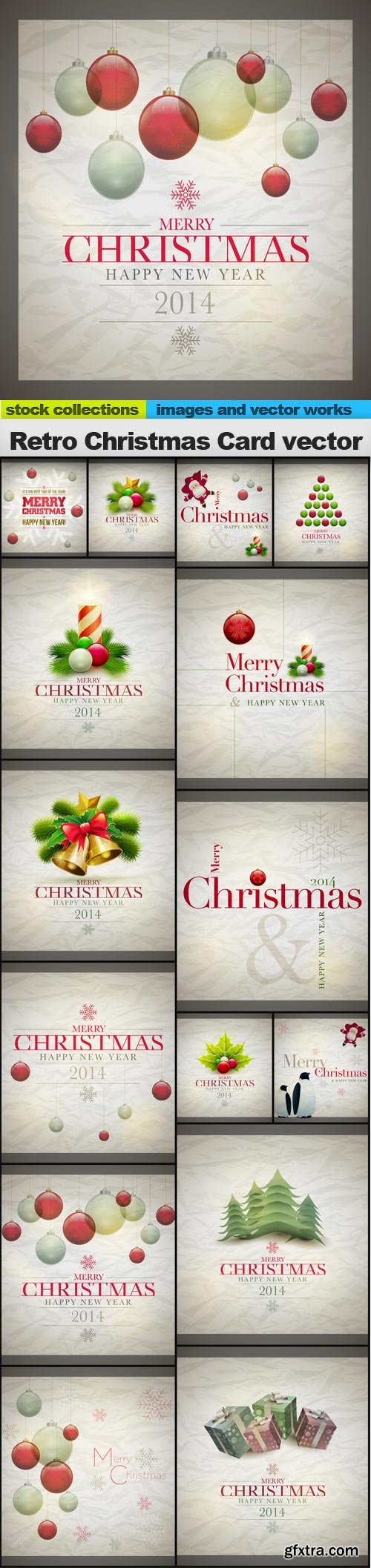 Retro Christmas Card vector, 15 x EPS