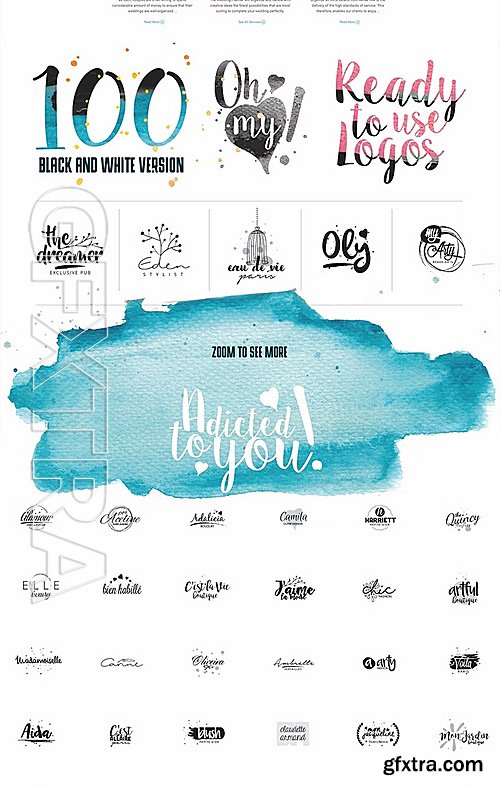 100 Feminine Logos & Watercolor Kit