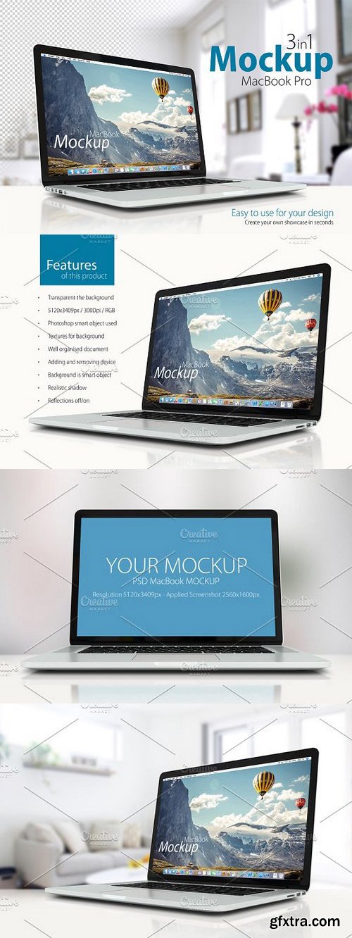 CM - 3 in 1 Mockup MacBook Pro 719173