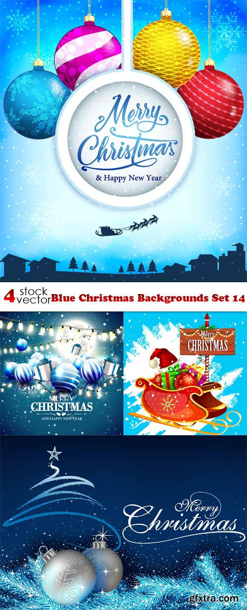 Vectors - Blue Christmas Backgrounds Set 14