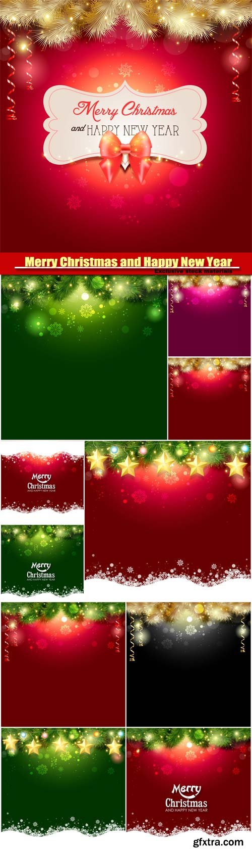 Merry Christmas and Happy New Year vector, background with a glowing effect