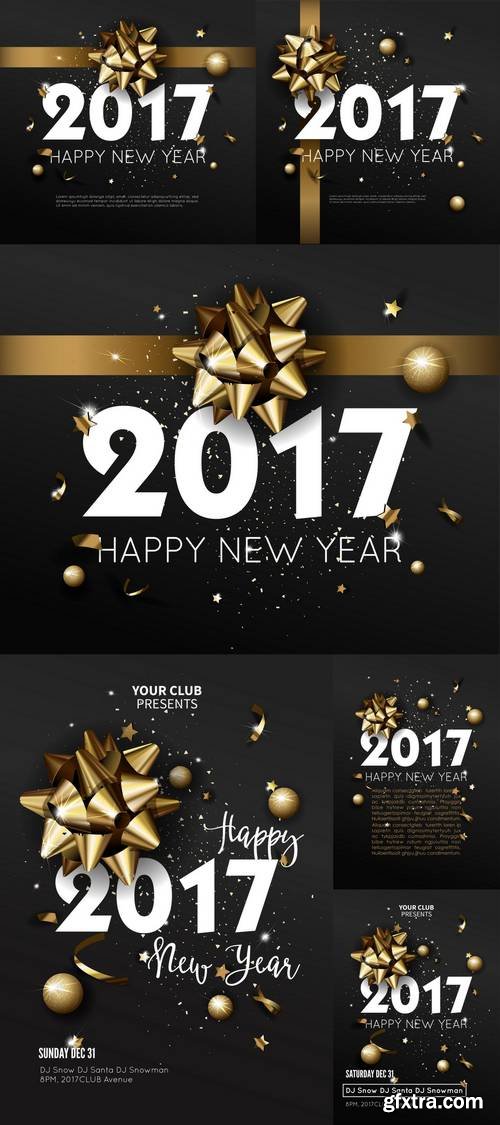 Happy New Year 2017 Greeting Card or Poster Template