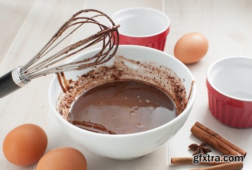 Collection of baking dough ingredients for chocolate cream egg noodles 25 HQ Jpeg