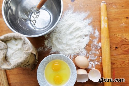 Collection of baking dough ingredients for chocolate cream egg noodles 25 HQ Jpeg