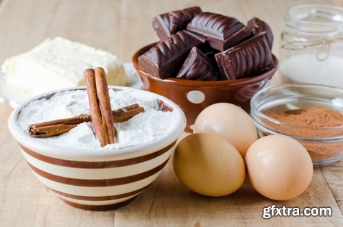 Collection of baking dough ingredients for chocolate cream egg noodles 25 HQ Jpeg