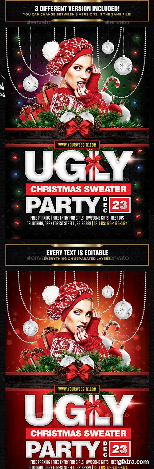 GraphicRiver - Ugly Christmas Sweater Party Flyer - 18704621