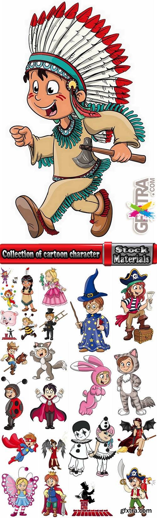 Collection of cartoon character for children's coloring book 25 EPS