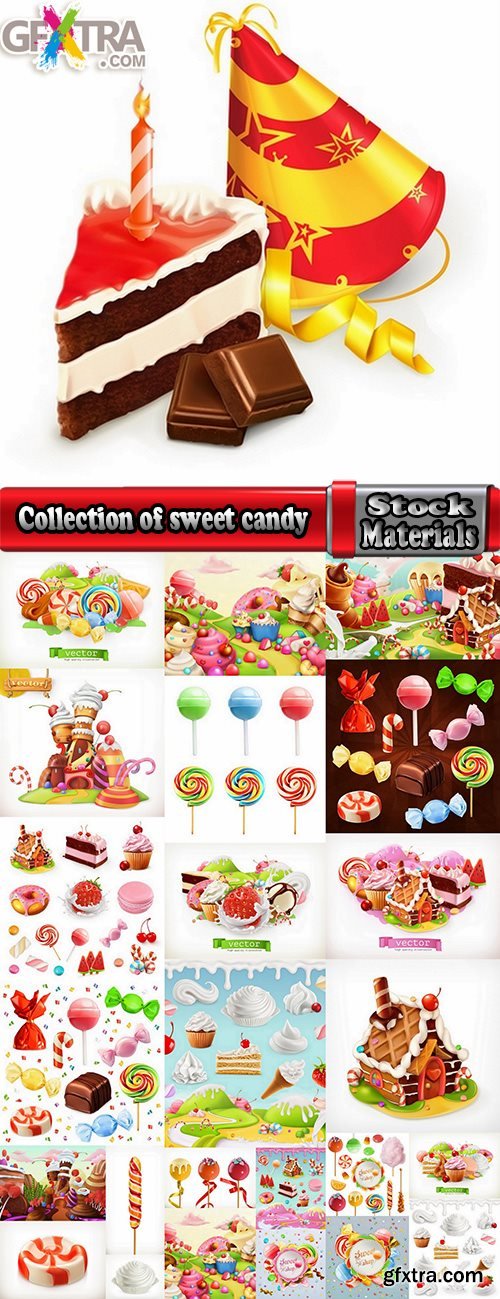 Collection of sweet candy sweet cartoon city set 25 EPS