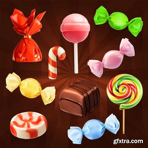 Collection of sweet candy sweet cartoon city set 25 EPS