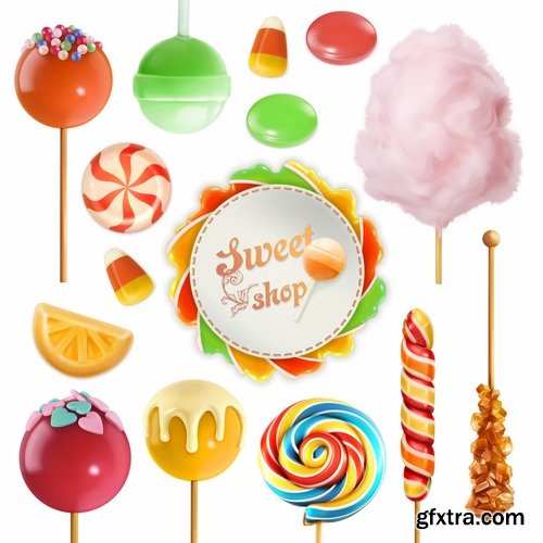 Collection of sweet candy sweet cartoon city set 25 EPS