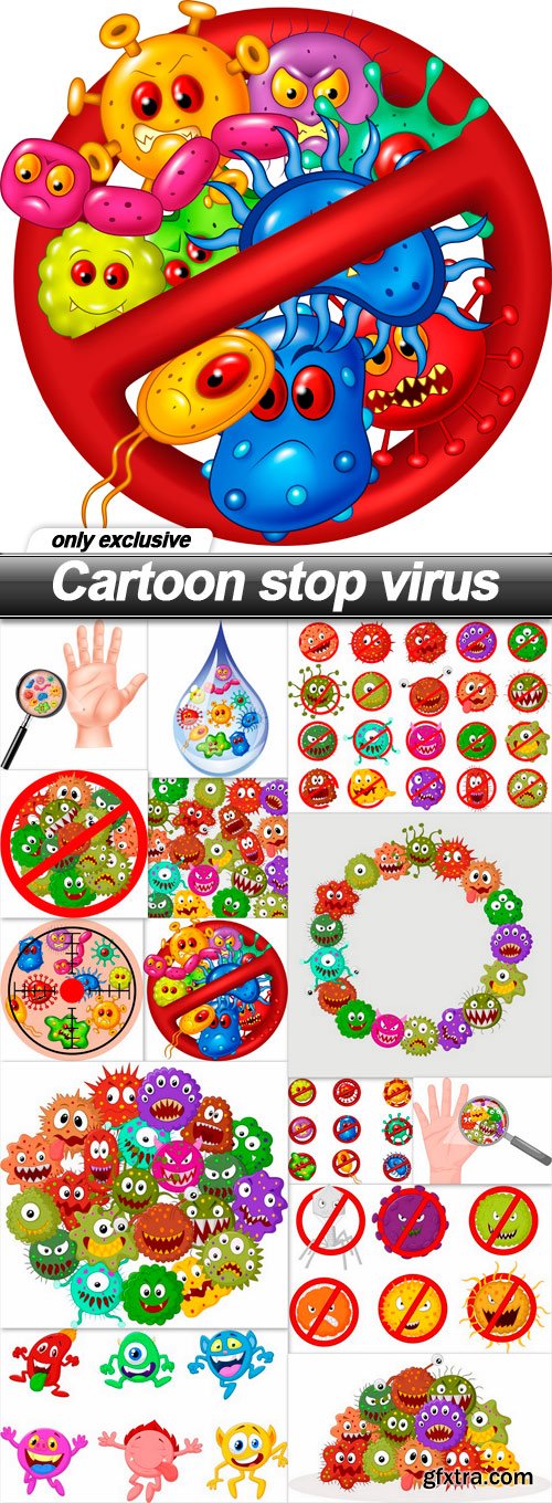 Cartoon stop virus - 14 EPS