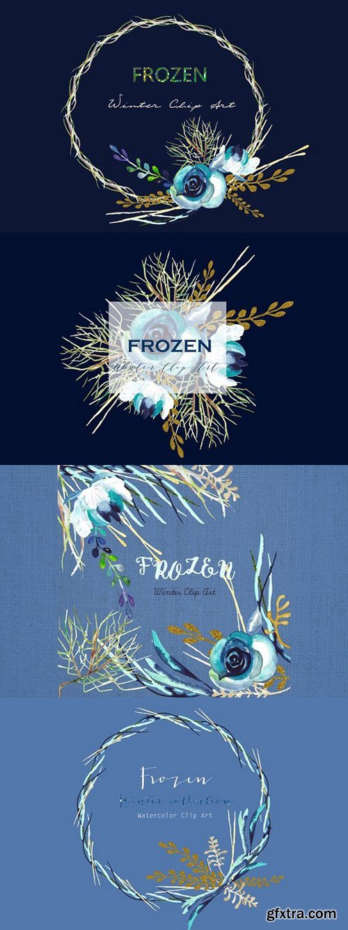 CM - Frozen. Winter watercolor Clipart 401757