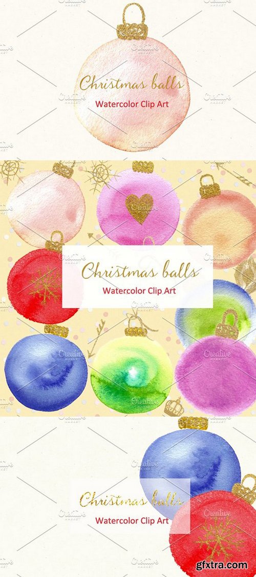 CM - Christmas balls. Watercolor Clipart 407179