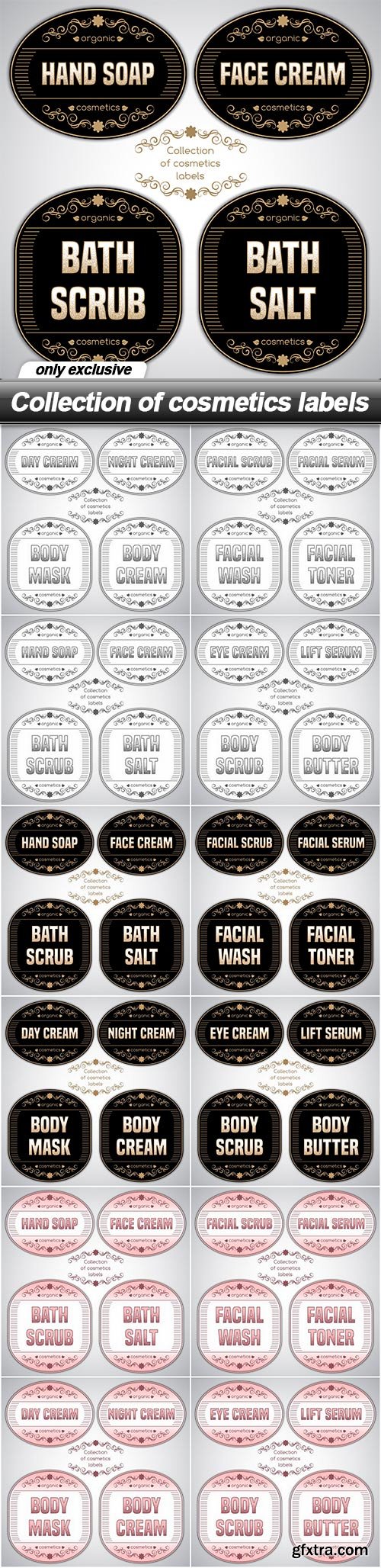 Collection of cosmetics labels - 12 EPS