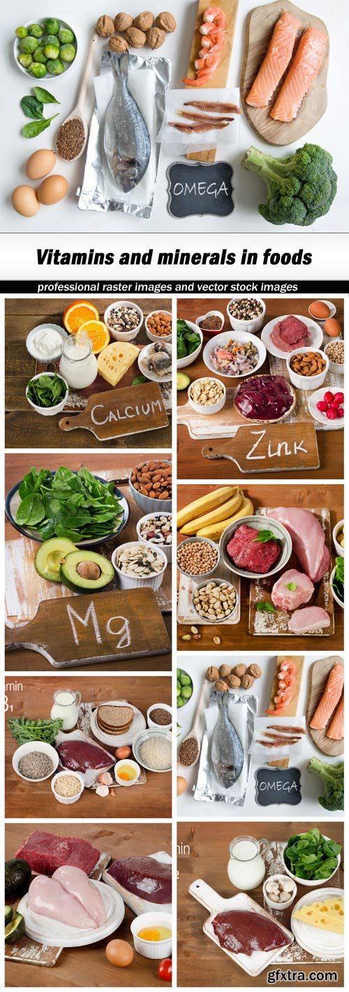 Vitamins and minerals in foods - 8 UHQ JPEG