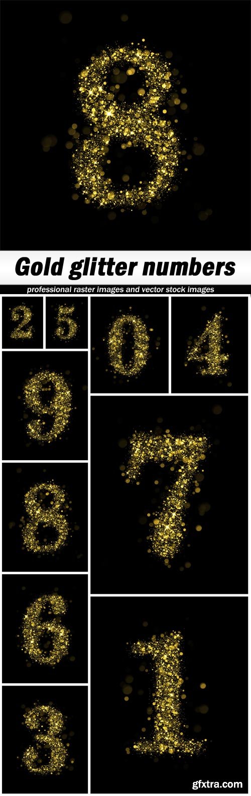 Gold glitter numbers - 10 UHQ JPEG