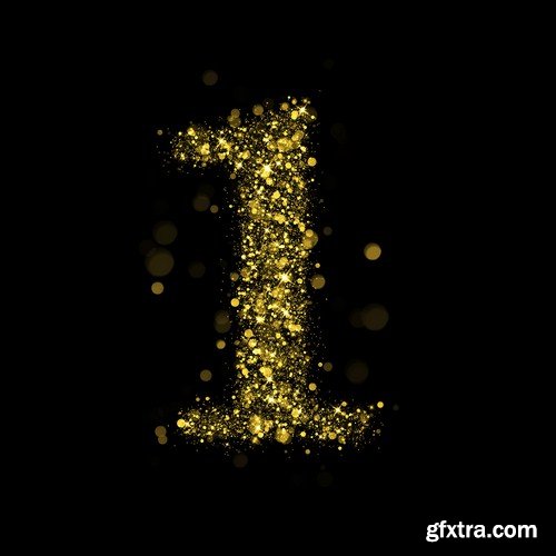 Gold glitter numbers - 10 UHQ JPEG