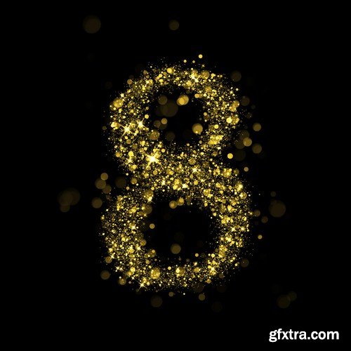 Gold glitter numbers - 10 UHQ JPEG