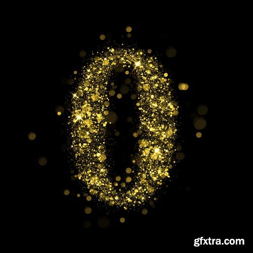 Gold glitter numbers - 10 UHQ JPEG