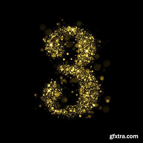 Gold glitter numbers - 10 UHQ JPEG