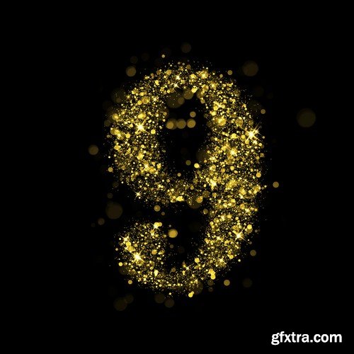 Gold glitter numbers - 10 UHQ JPEG