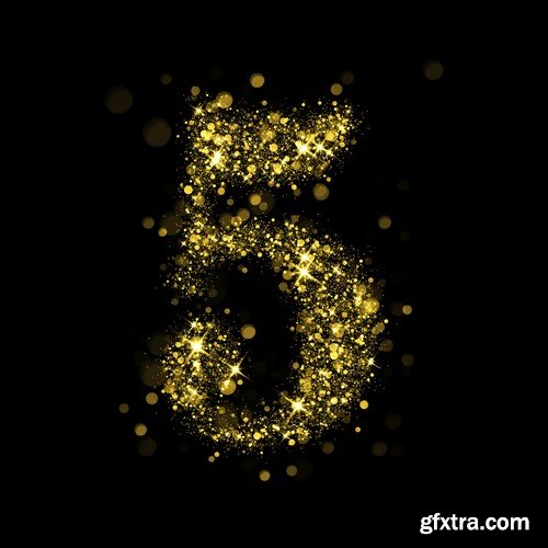 Gold glitter numbers - 10 UHQ JPEG