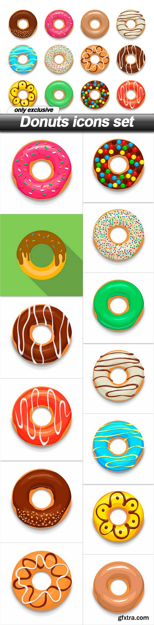 Donuts icons set - 14 EPS