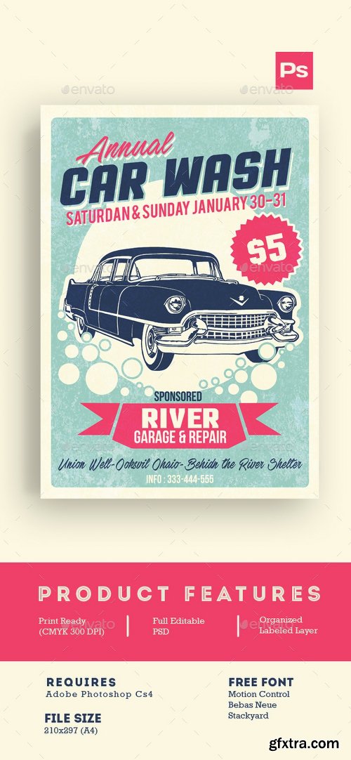 Graphicriver Car Wash Retro Style 14392638