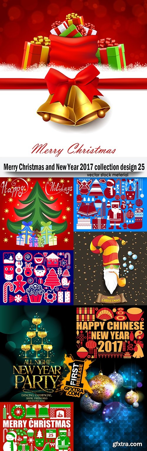 Merry Christmas and New Year 2017 collection design 25