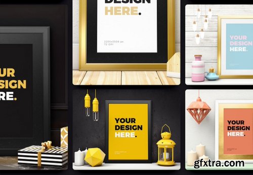 7 Frames Mockups with Custom Frames