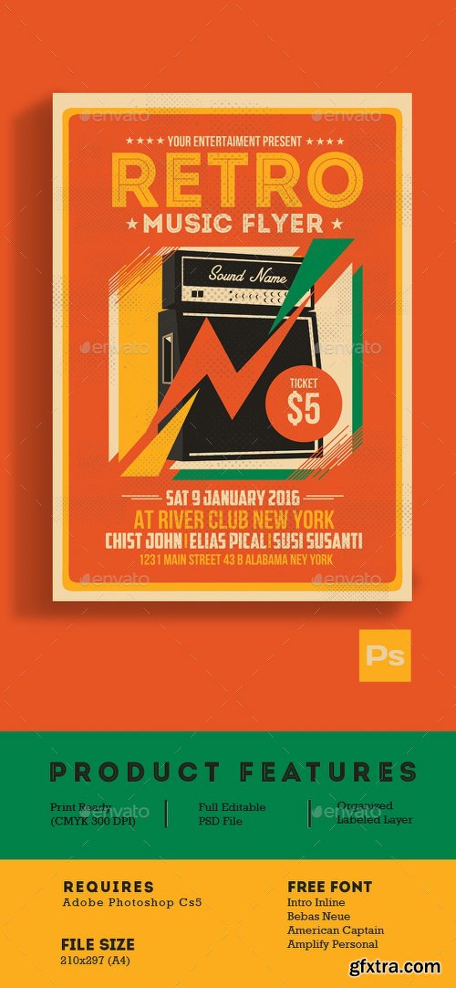 Graphicriver Retro Music Flyer Amplifier 14144875