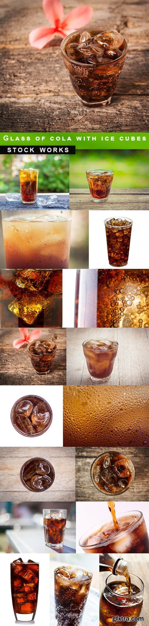 Glass of cola with ice cubes