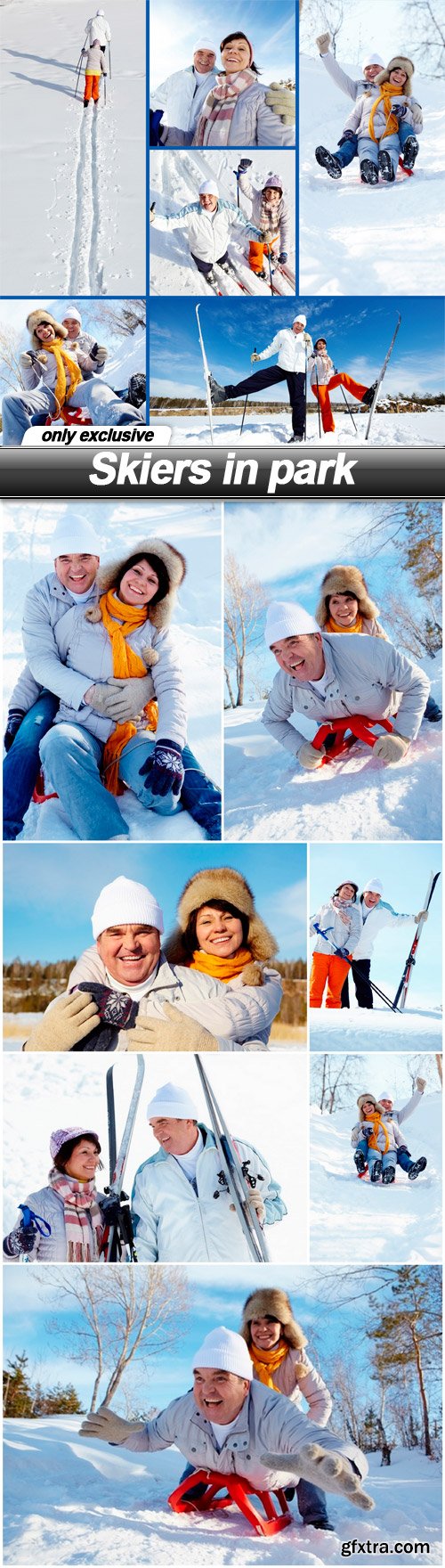 Skiers in park - 8 UHQ JPEG