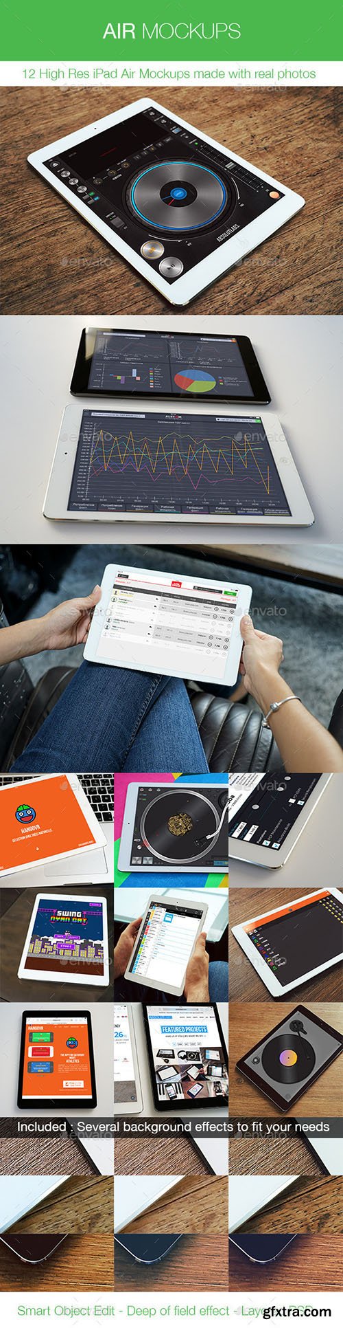 Graphicriver Air Mockups - 12 iPad Air Real Photos Mockups 8823668