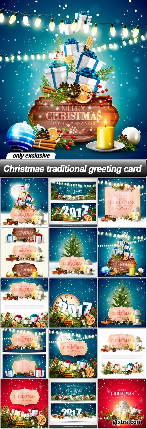 Christmas traditional greeting card - 15 EPS